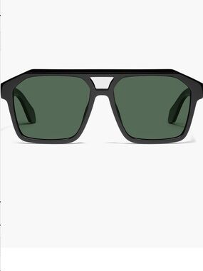 Quay Soundcheck 57mm Gradient Aviator Sunglasses - Black Frame w/ Green Lenses